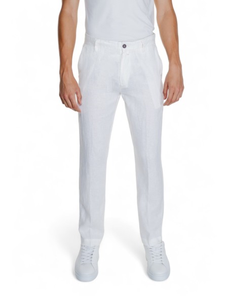Borghese Pantalon homme blanc lin