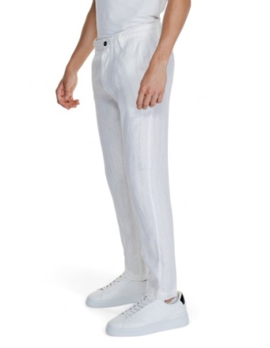 Borghese Pantalon homme blanc lin