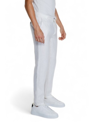 Borghese Pantalon homme blanc lin