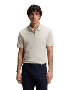 BOSS Polo homme gris zippé