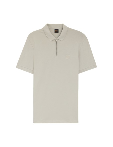 BOSS Polo homme gris zippé