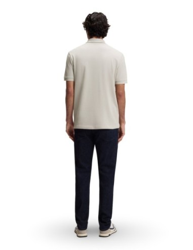 BOSS Polo homme gris zippé