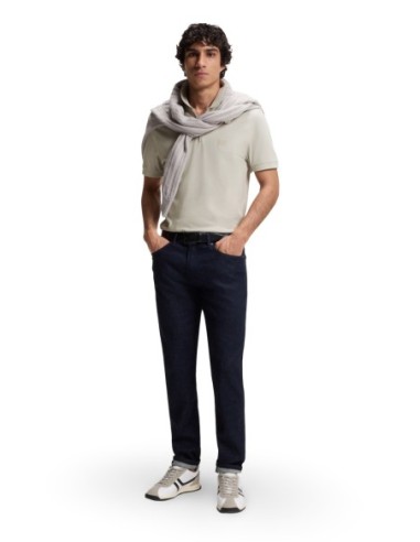 BOSS Polo homme gris zippé
