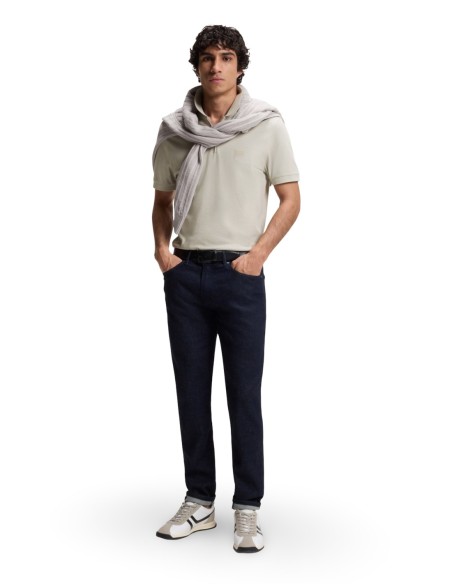 BOSS Polo homme gris zippé