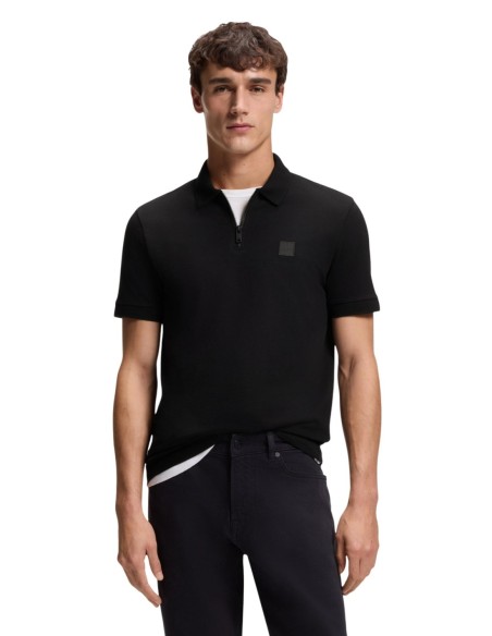 BOSS Polo homme noir zippé