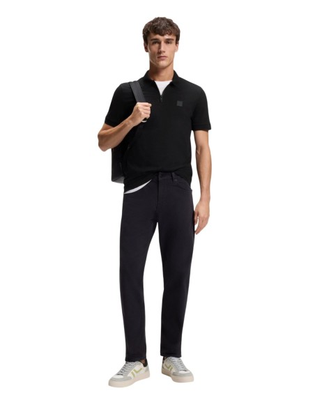 BOSS Polo homme noir zippé
