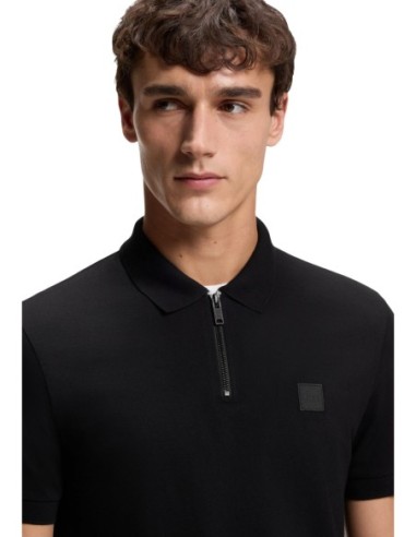 BOSS Polo homme noir zippé
