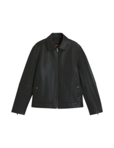 BOSS Veste homme cuir noire