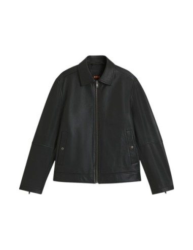 BOSS Veste homme cuir noire