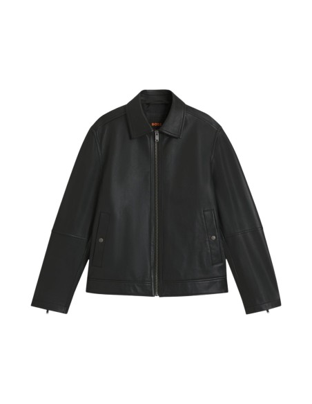 BOSS Veste homme cuir noire