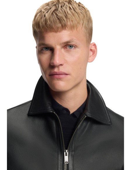 BOSS Veste homme cuir noire