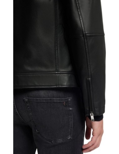 BOSS Veste homme cuir noire
