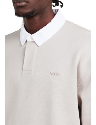 BOSS Polo homme gris manches longues