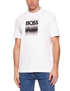 BOSS T-shirt homme blanc imprimé