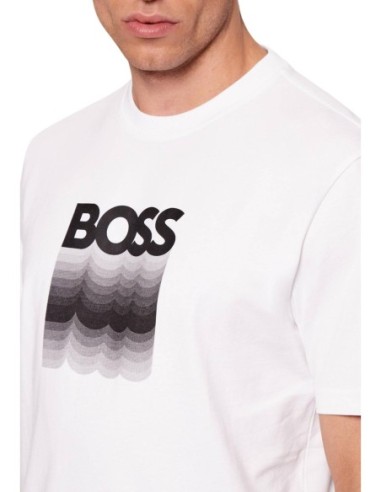 BOSS T-shirt homme blanc imprimé