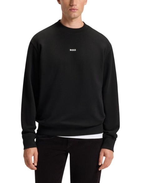 BOSS Sweat homme noir coton