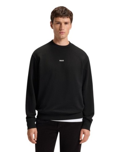 BOSS Sweat homme noir coton