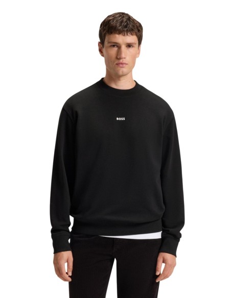 BOSS Sweat homme noir coton