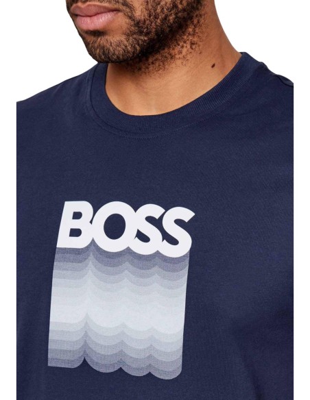 BOSS T-shirt homme bleu imprimé
