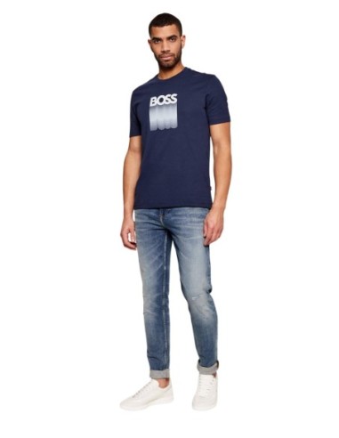 BOSS T-shirt homme bleu imprimé