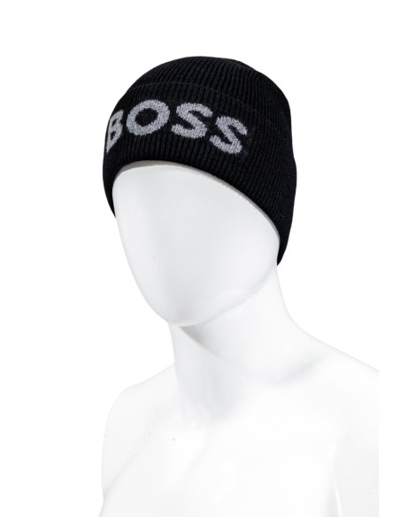 BOSS Bonnet homme noir imprimé