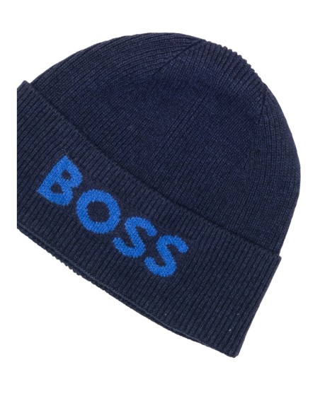 BOSS Bonnet homme bleu imprimé