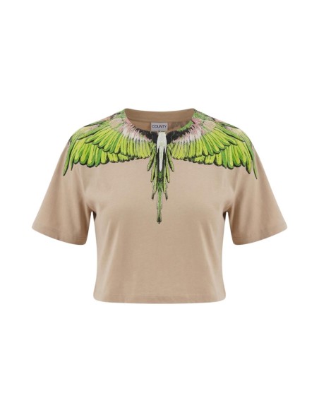 County Of Milan Top femme beige imprimé