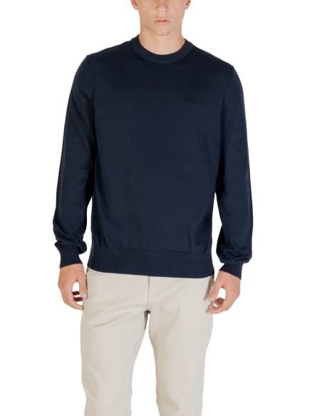 BOSS Pull homme bleu coton