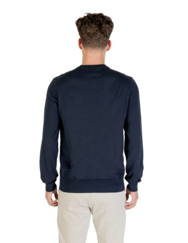 BOSS Pull homme bleu coton