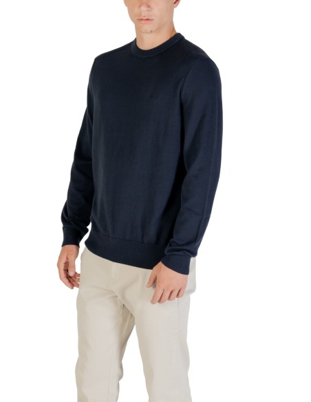 BOSS Pull homme bleu coton