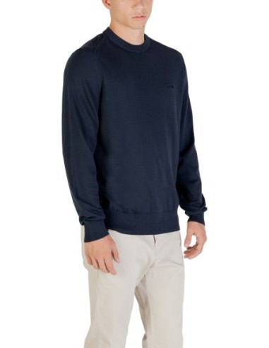 BOSS Pull homme bleu coton