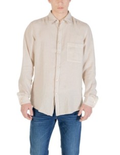 BOSS Chemise homme beige lin