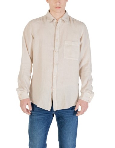 BOSS Chemise homme beige lin