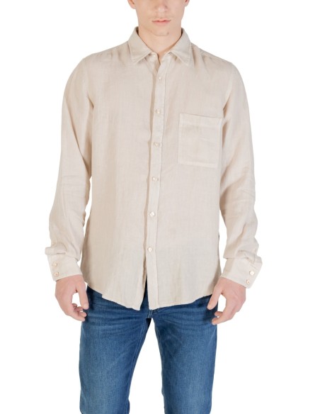 BOSS Chemise homme beige lin