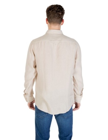 BOSS Chemise homme beige lin