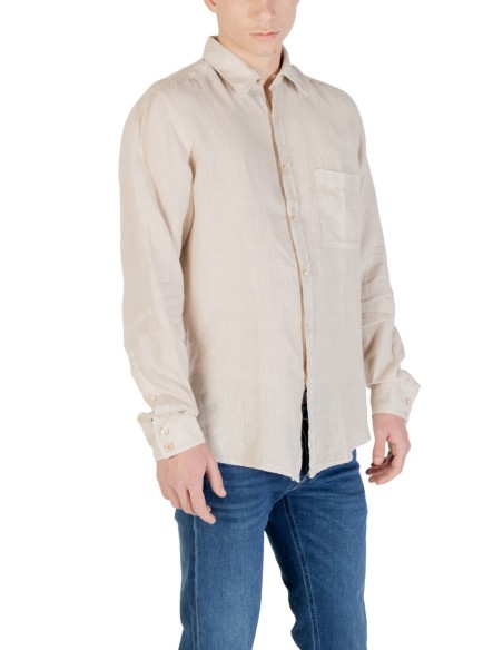 BOSS Chemise homme beige lin