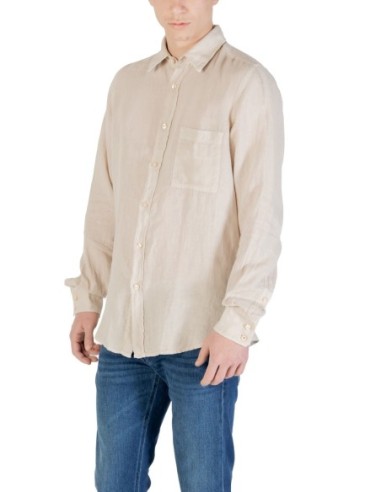 BOSS Chemise homme beige lin