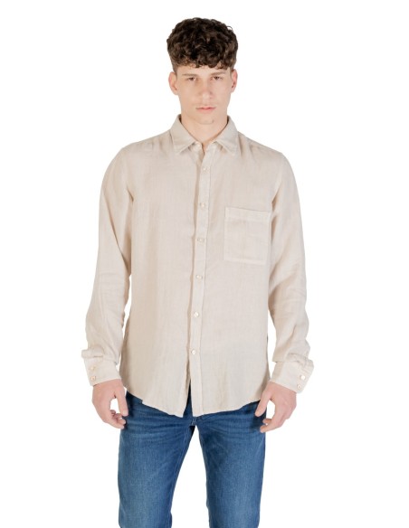BOSS Chemise homme beige lin
