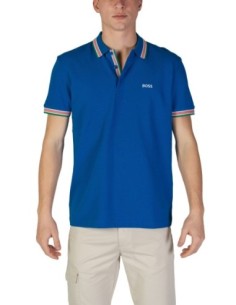 BOSS polo homme bleu azur coton