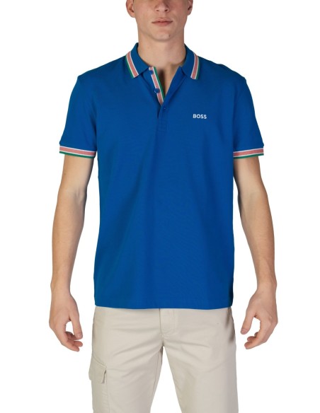 BOSS polo homme bleu azur coton