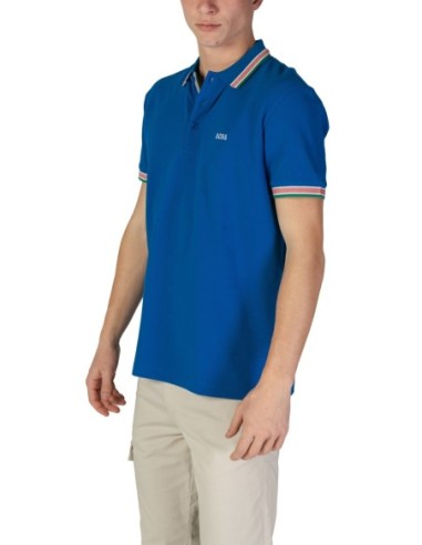 BOSS polo homme bleu azur coton