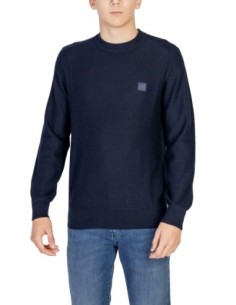 BOSS pull homme bleu coton cachemire
