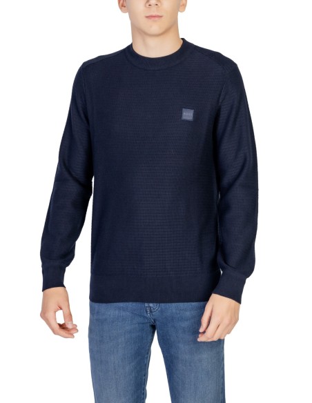 BOSS pull homme bleu coton cachemire