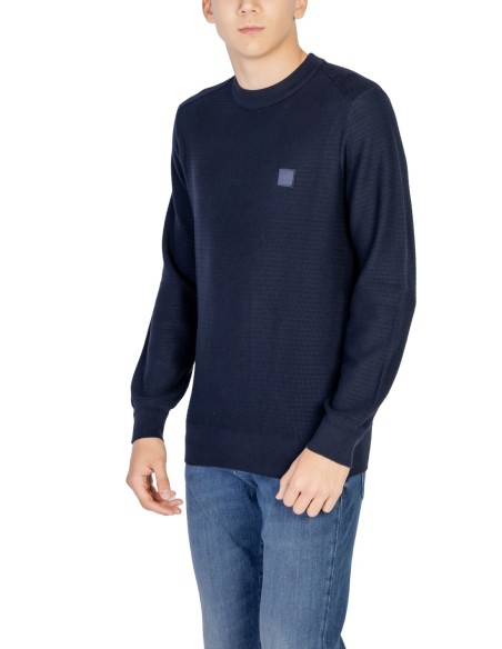 BOSS pull homme bleu coton cachemire