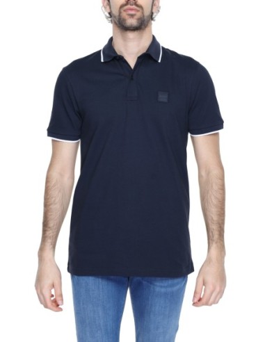 BOSS polo homme bleu coton stretch