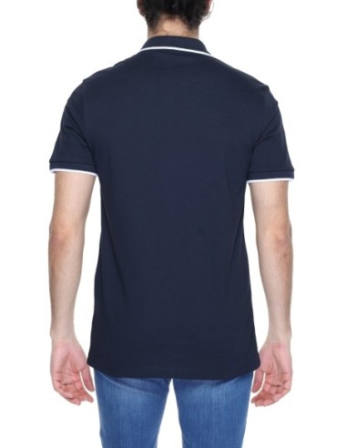 BOSS polo homme bleu coton stretch