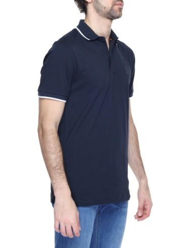 BOSS polo homme bleu coton stretch