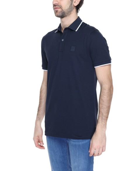 BOSS polo homme bleu coton stretch
