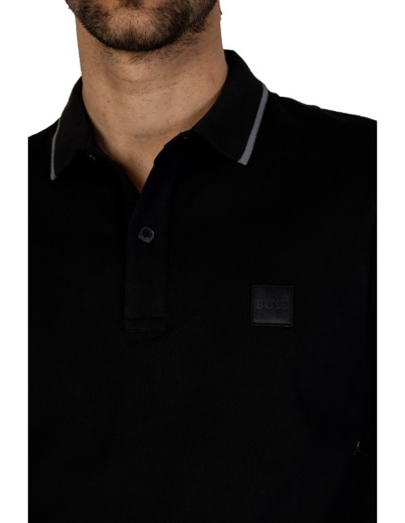 BOSS polo homme noir coton stretch
