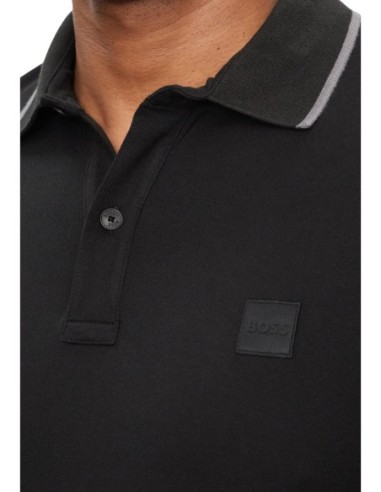 BOSS polo homme noir coton stretch